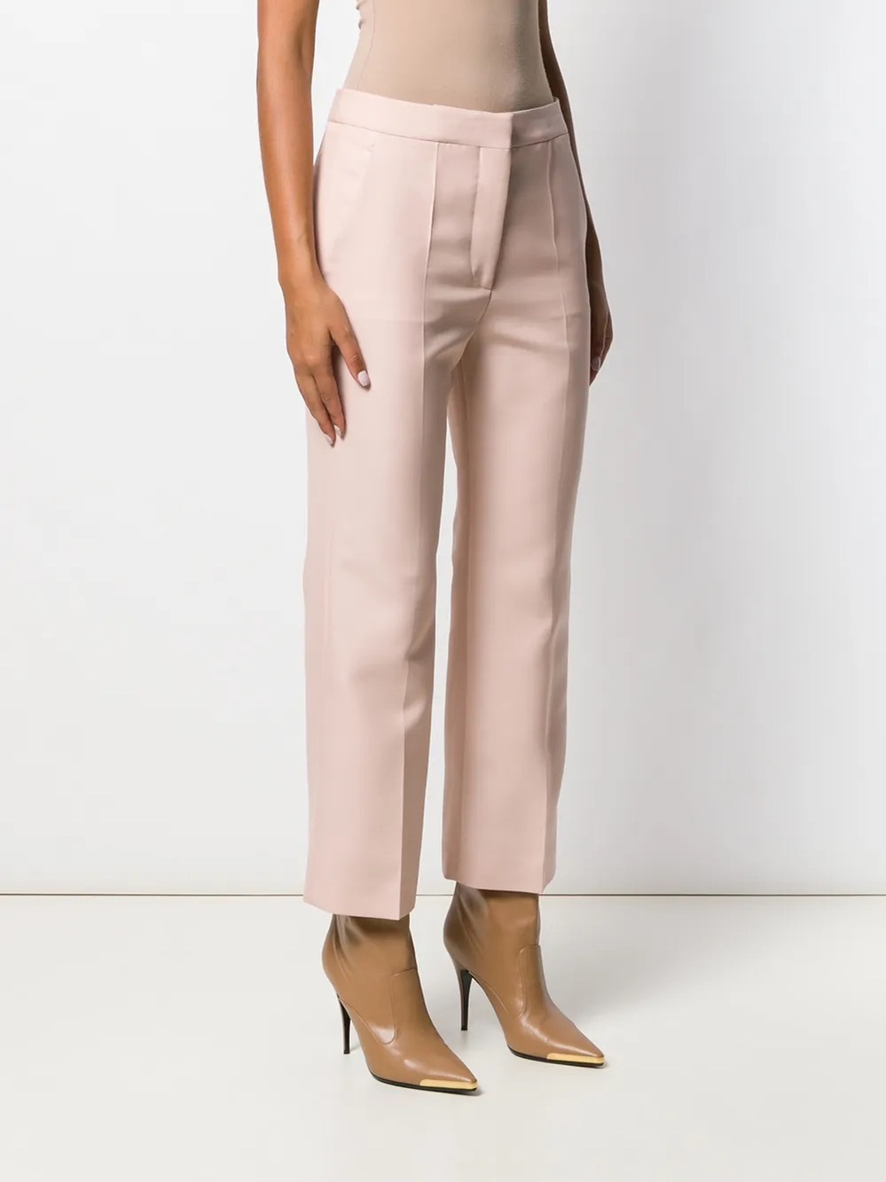 Stella McCartney Carlie Cropped Tailored Trousers in 100% Rose Pink Wool size 36